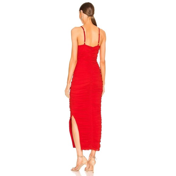 Elliatt Red Pippa Maxi Dress NWT Ruched Midi Bodycon Retails $220 Womens Size S - Picture 3 of 7